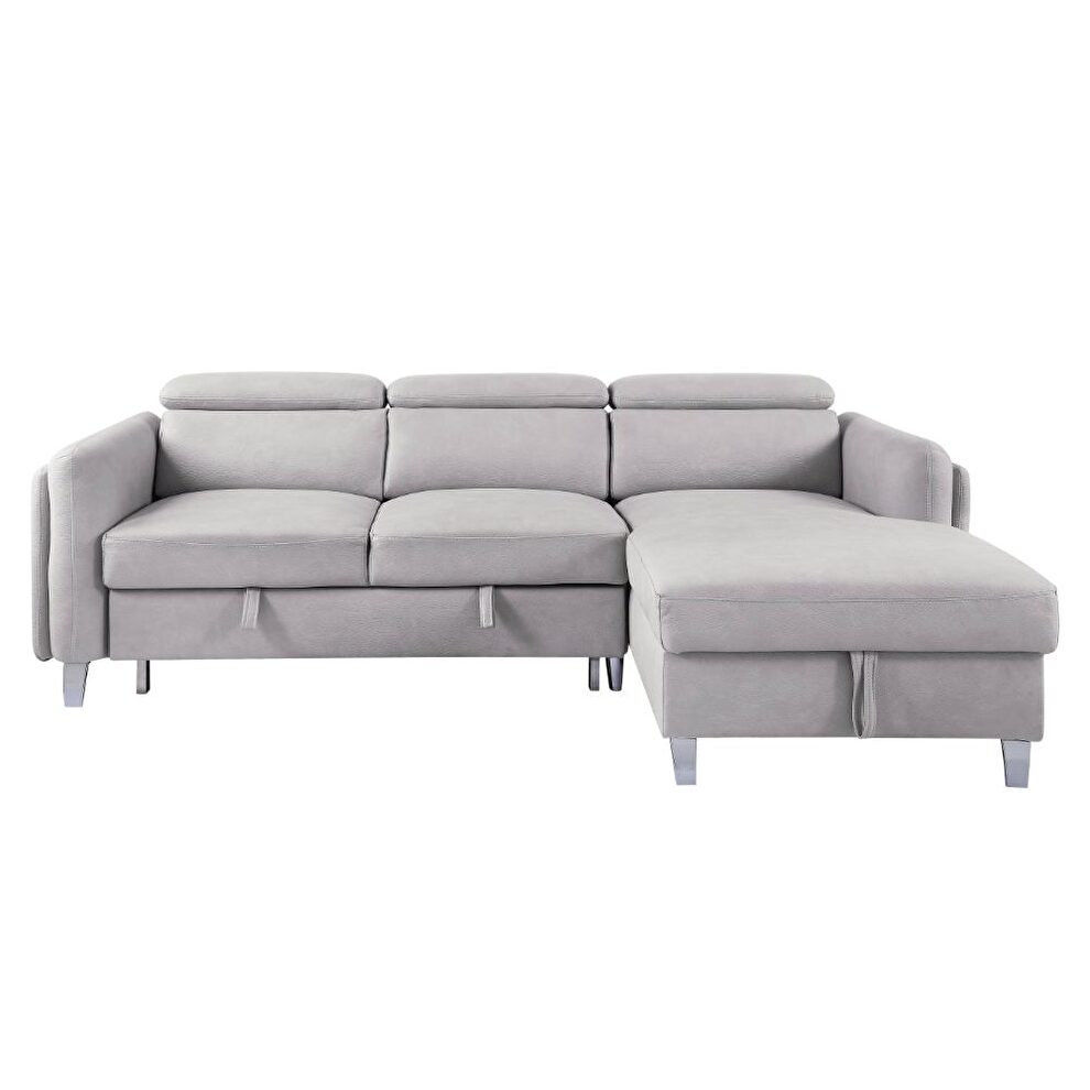Beige nubuck sectional sleeper sofa by Acme additional picture 5