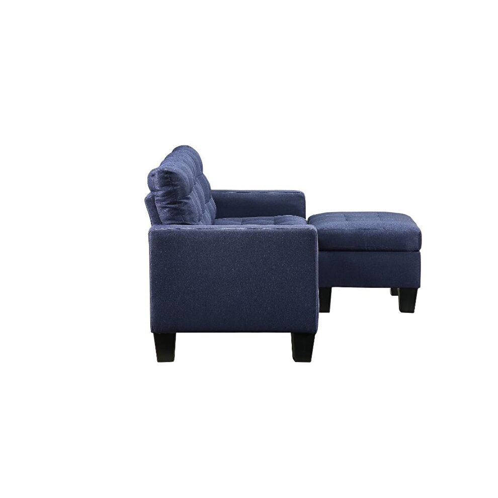 Blue linen reversible sectiona sofa by Acme additional picture 4