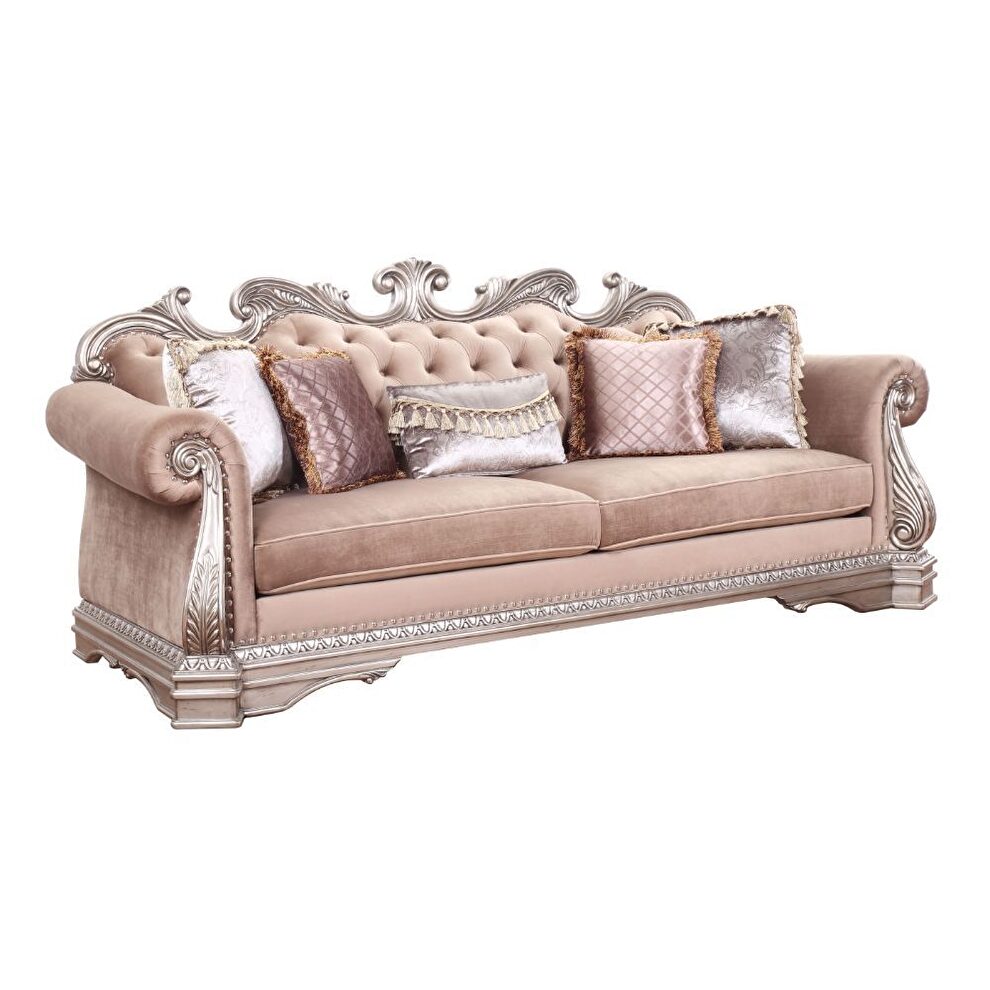 Velvet & antique silver sofa by Acme additional picture 2