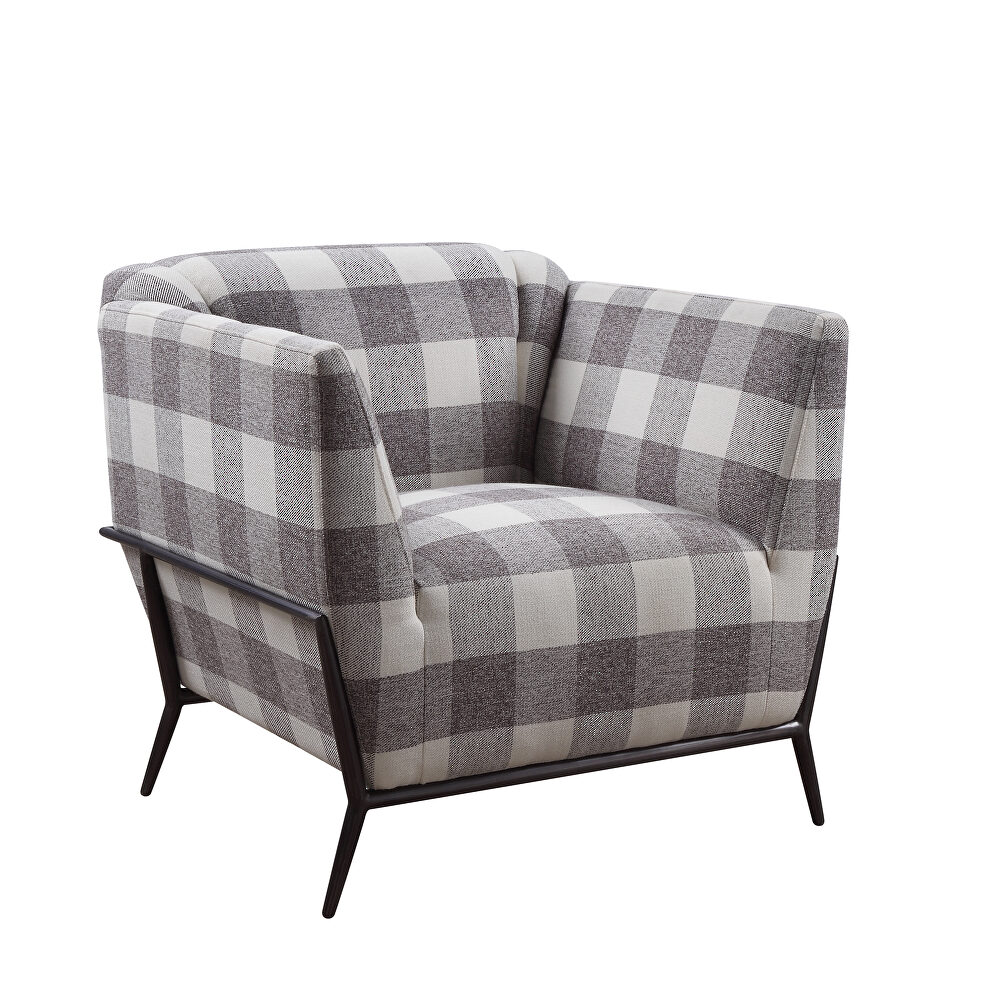 Pattern fabric & metal accent chair by Acme additional picture 2
