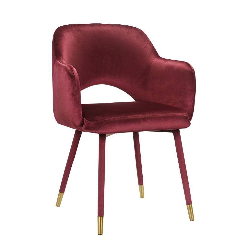 Bordeaux-red velvet & gold accent chair by Acme additional picture 2