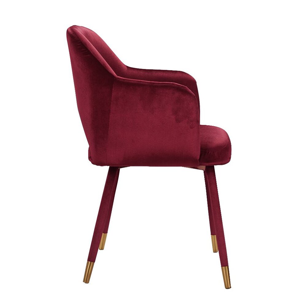 Bordeaux-red velvet & gold accent chair by Acme additional picture 4