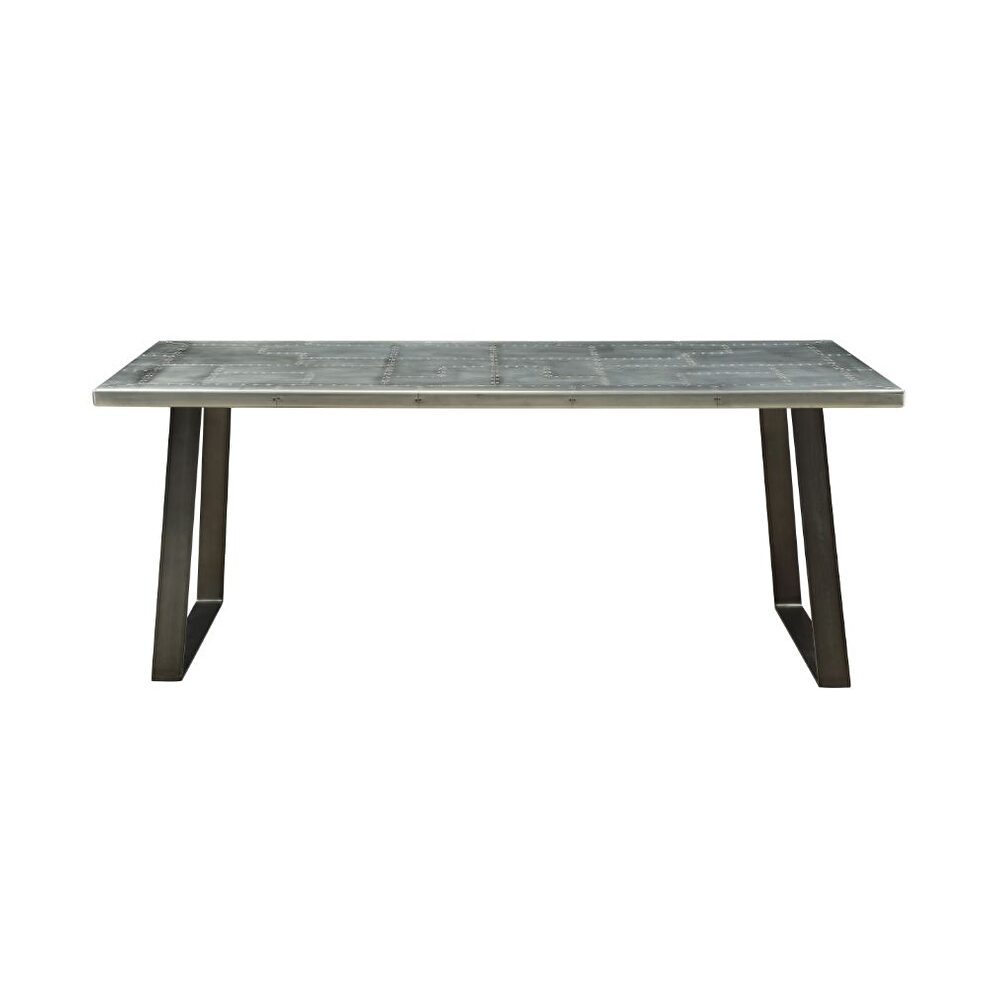 Aluminum & gunmetal dining table by Acme additional picture 3