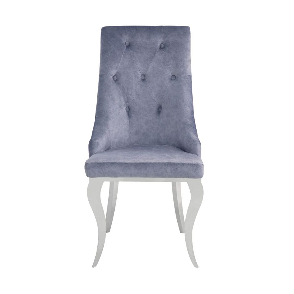 Gray fabric & stainless steel side chair by Acme additional picture 2