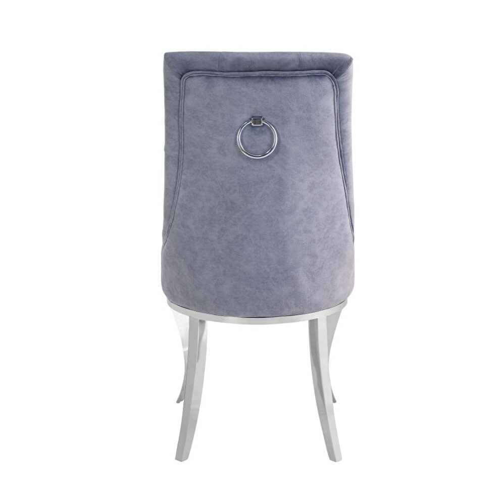 Gray fabric & stainless steel side chair by Acme additional picture 4