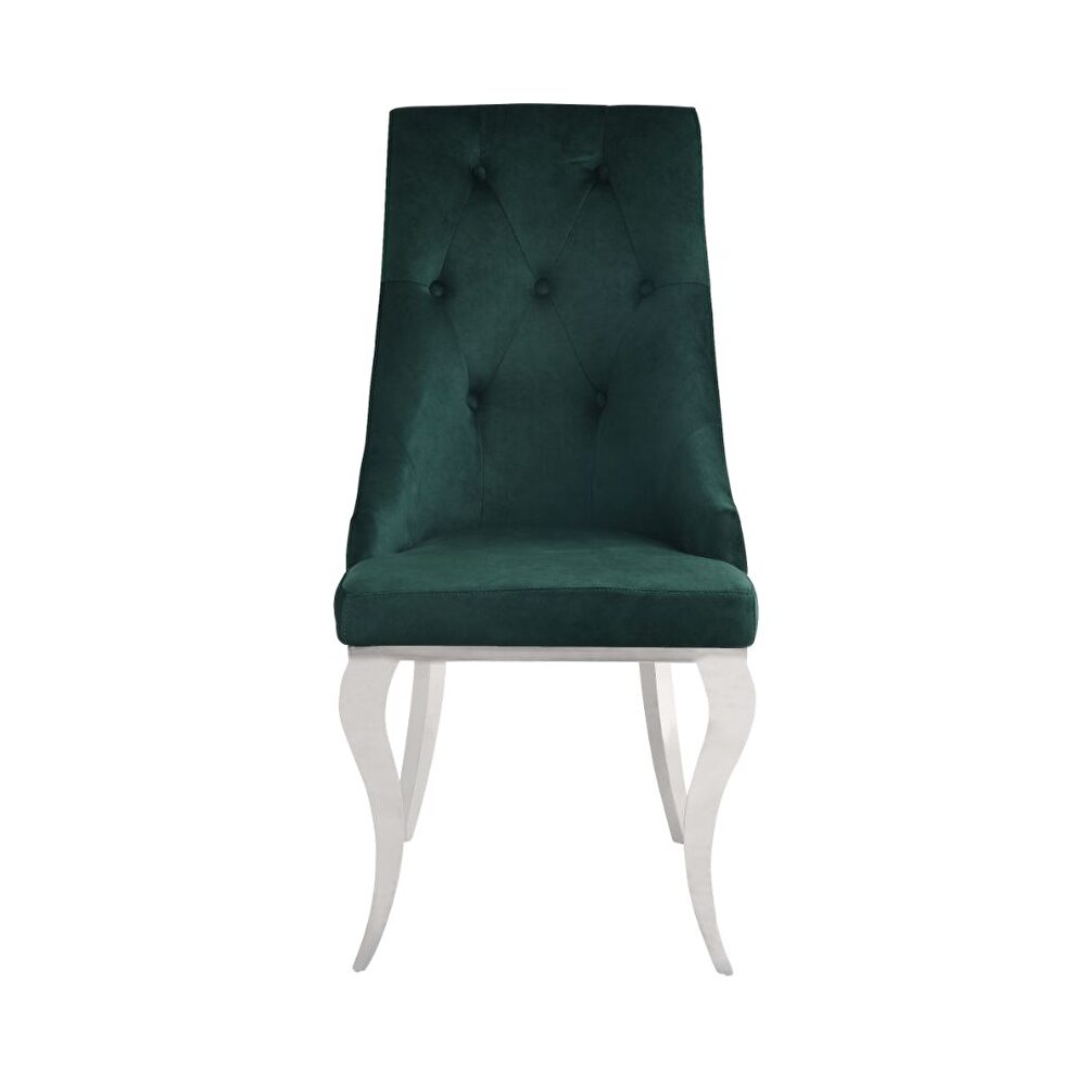 Green fabric & stainless steel side chair by Acme additional picture 2
