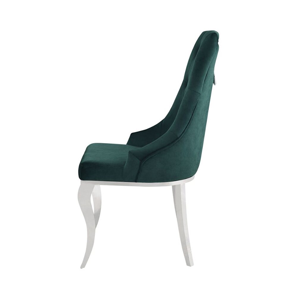 Green fabric & stainless steel side chair by Acme additional picture 3