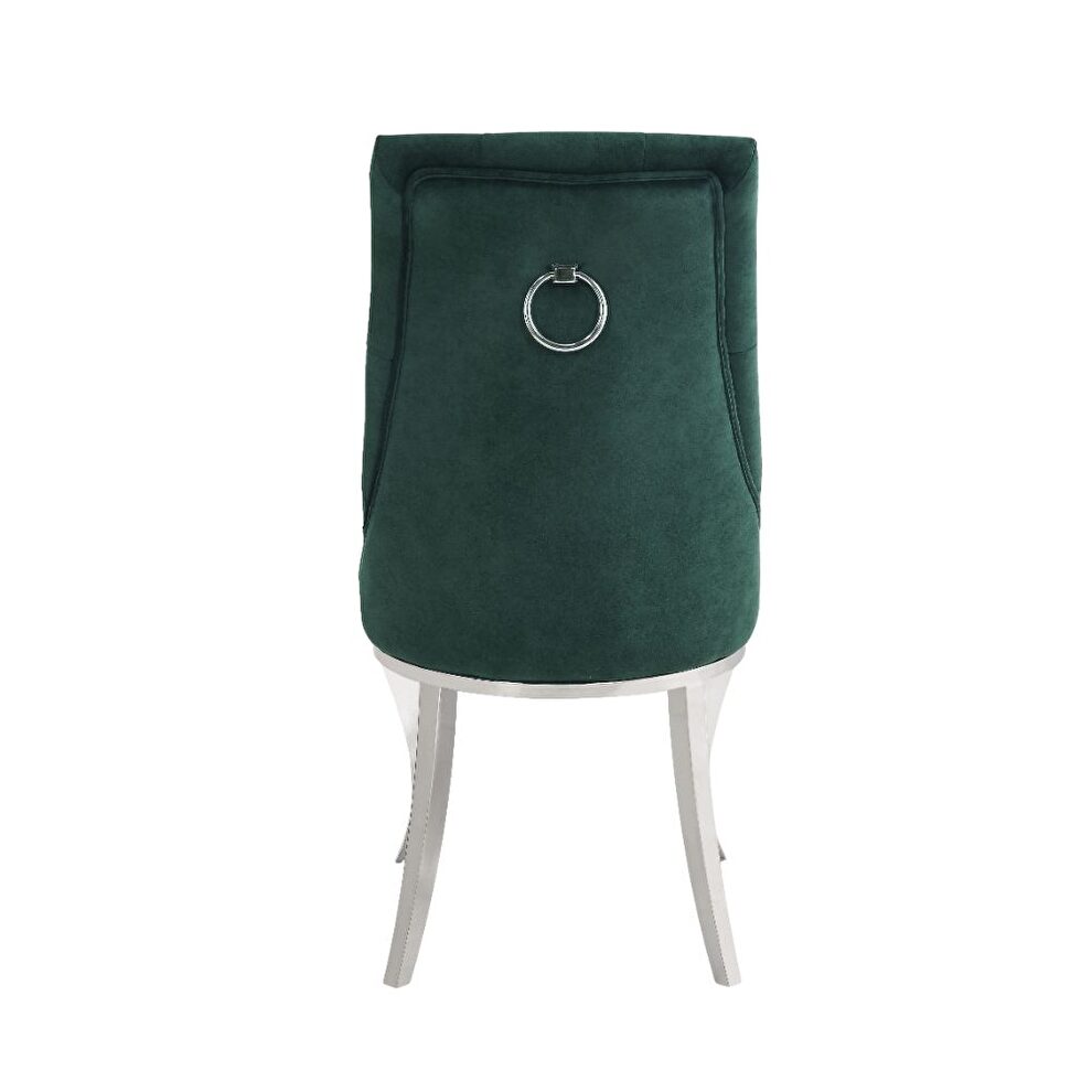 Green fabric & stainless steel side chair by Acme additional picture 4