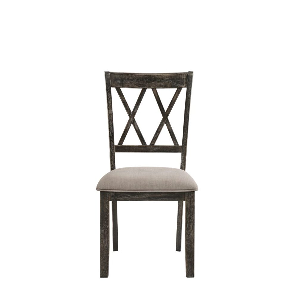 Fabric & weathered gray side chair by Acme additional picture 2