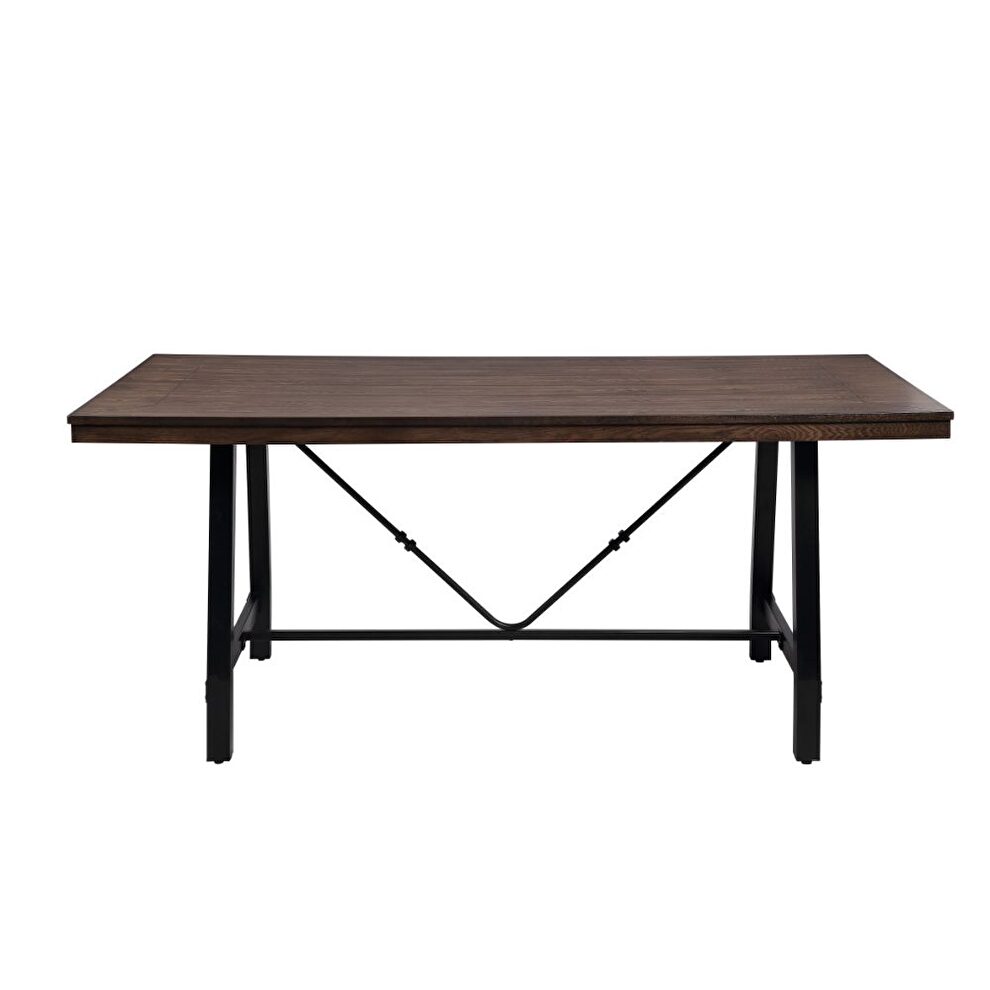 Oak & black finish dining table by Acme additional picture 3