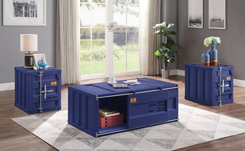 Blue finish coffee table by Acme additional picture 2