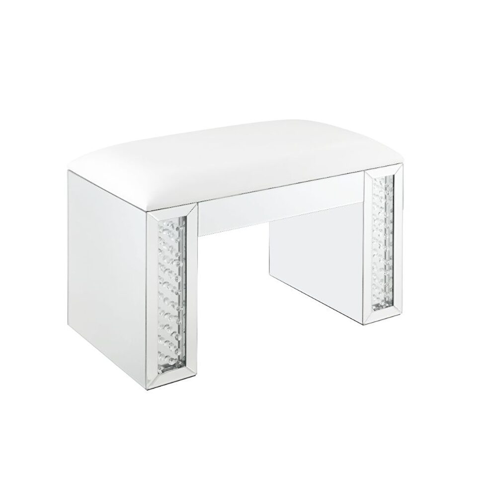 Mirrored & faux crystals vanity desk, stool and mirror by Acme additional picture 7