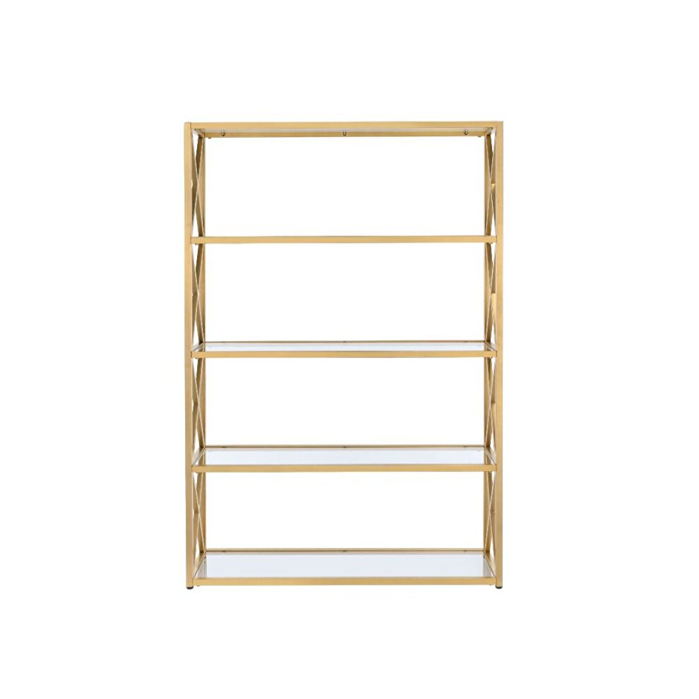 Gold & clear glass bookshelf by Acme additional picture 3