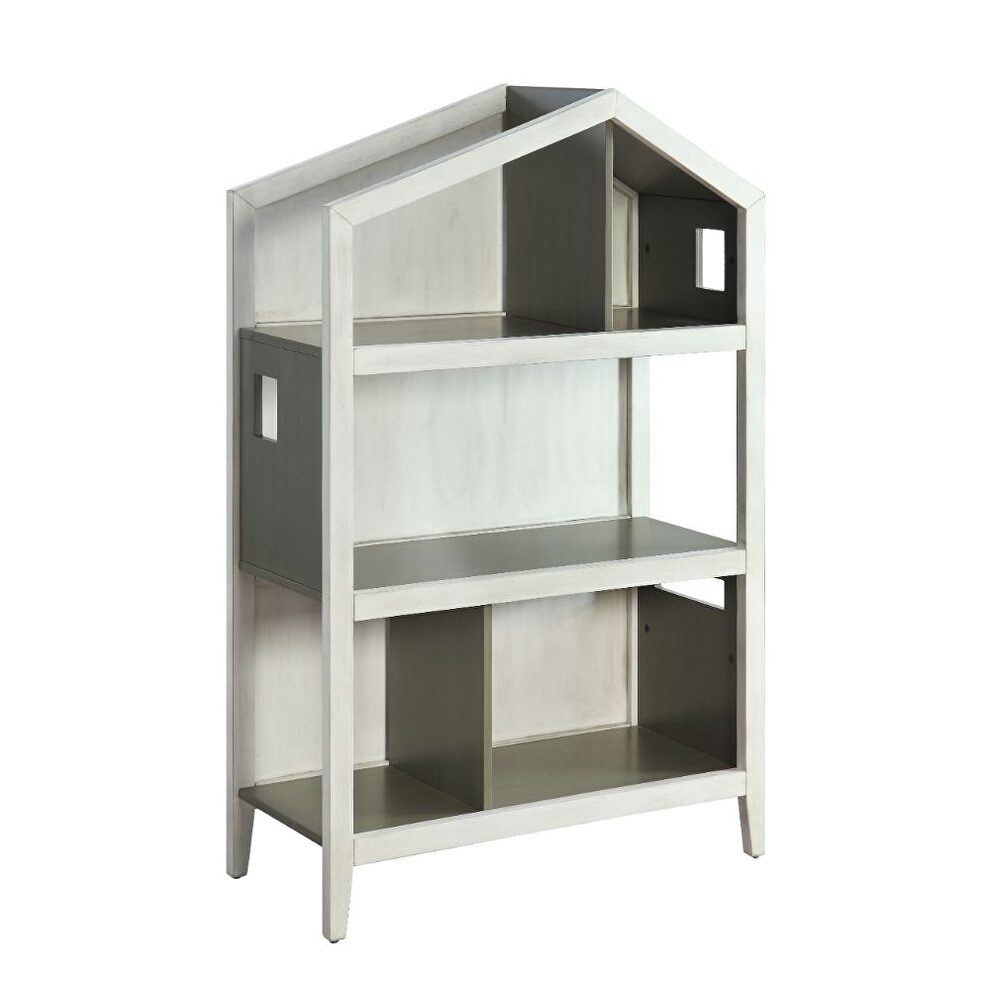 Weathered white & washed gray bookcase by Acme additional picture 2