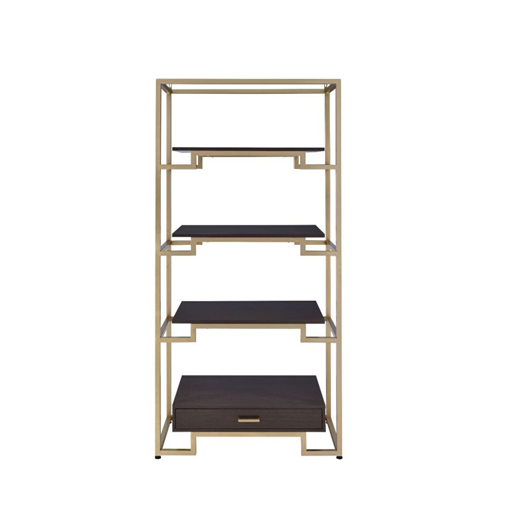 Gold & clear glass bookshelf by Acme additional picture 3