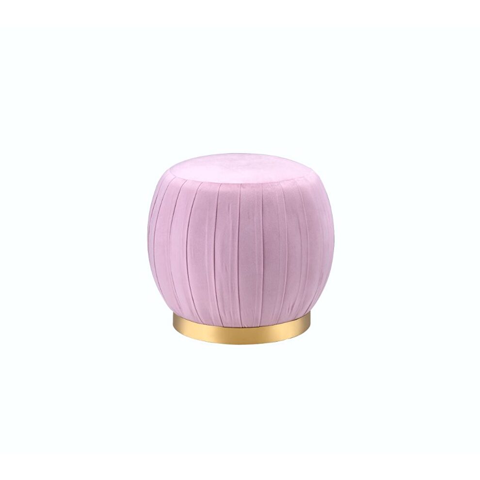 Pink carnation velvet & gold ottoman by Acme additional picture 2