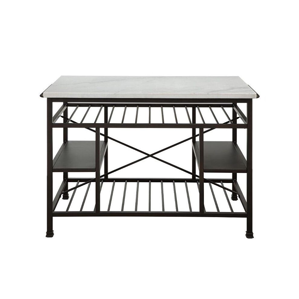 Marble & gunmetal kitchen island by Acme additional picture 3