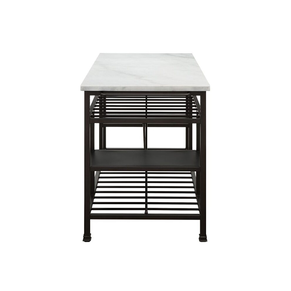 Marble & gunmetal kitchen island by Acme additional picture 4