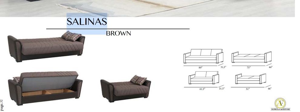 Two-toned brown sofa w/ storage in casual style by Alpha additional picture 2