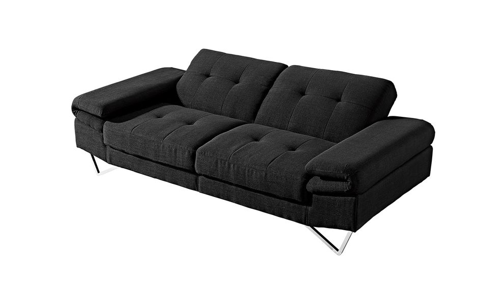 Sleek modern black fabric sofa w/ adjustable armrests by At Home USA additional picture 2