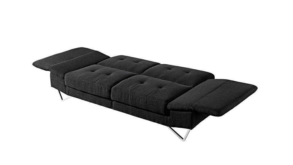 Sleek modern black fabric sofa w/ adjustable armrests by At Home USA additional picture 4