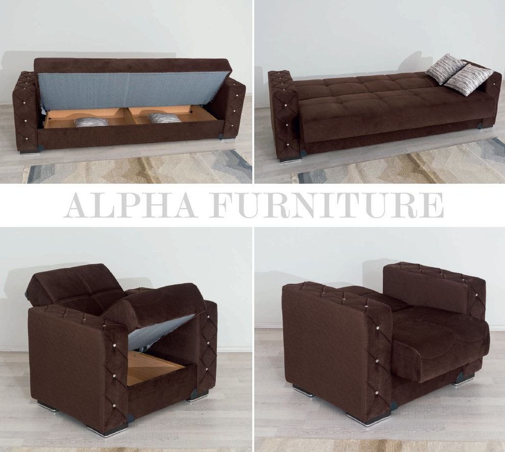 Solid brown fabric sofa / tufted design by Alpha additional picture 2