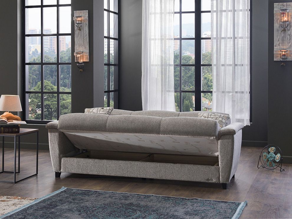 Microfiber storage/sleeper sofa in light brown by Istikbal additional picture 3