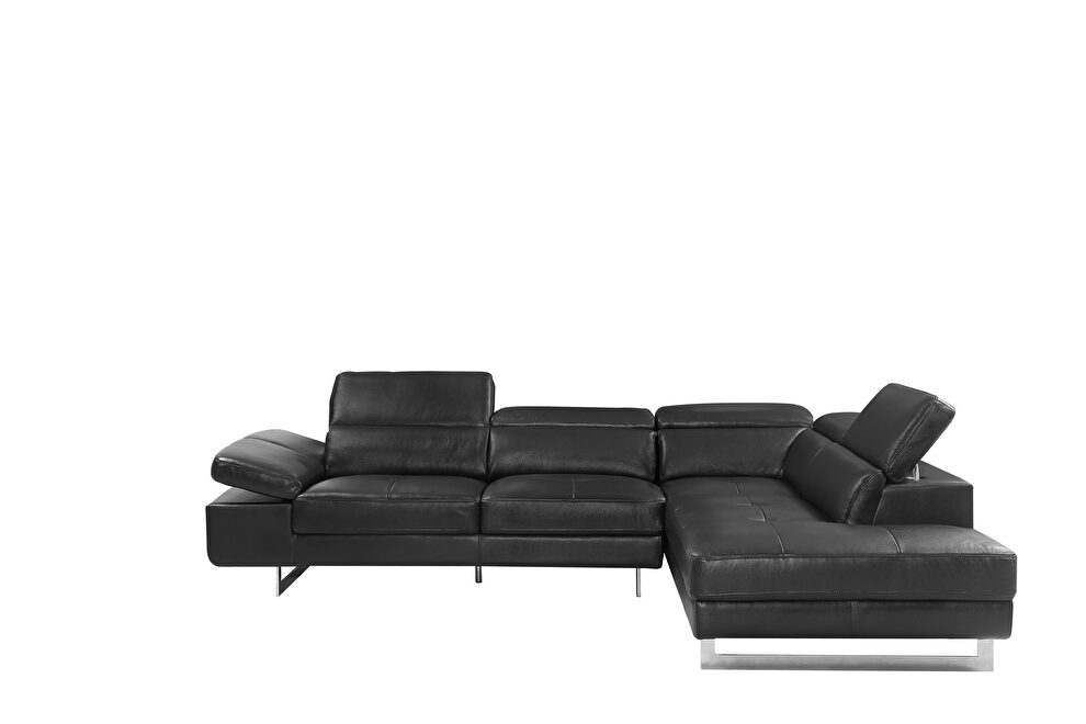 Black leather right facing sectional w/ moving headrests by Beverly Hills additional picture 3