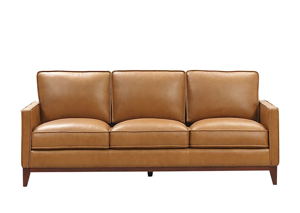 Saddle color leather casual style couch by Beverly Hills additional picture 7