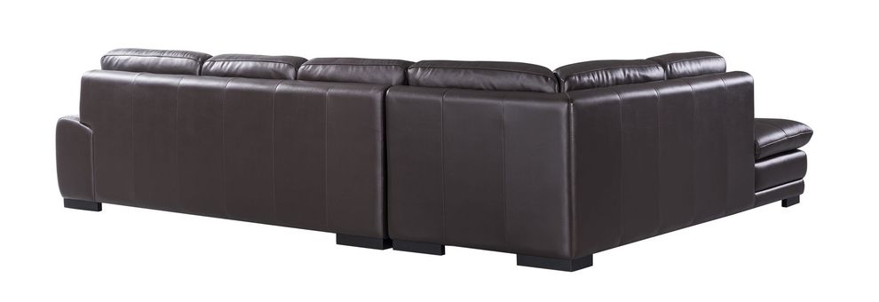 Left-facing brown leather low-profile contemporary sectional by Beverly Hills additional picture 2