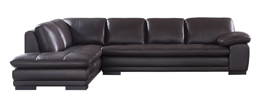 Left-facing brown leather low-profile contemporary sectional by Beverly Hills additional picture 3