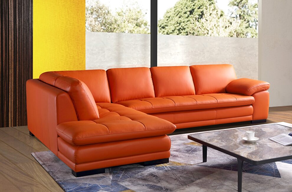Ml157 Orange Lf Sectional Sofa, Orange Leather Sectional Sofas