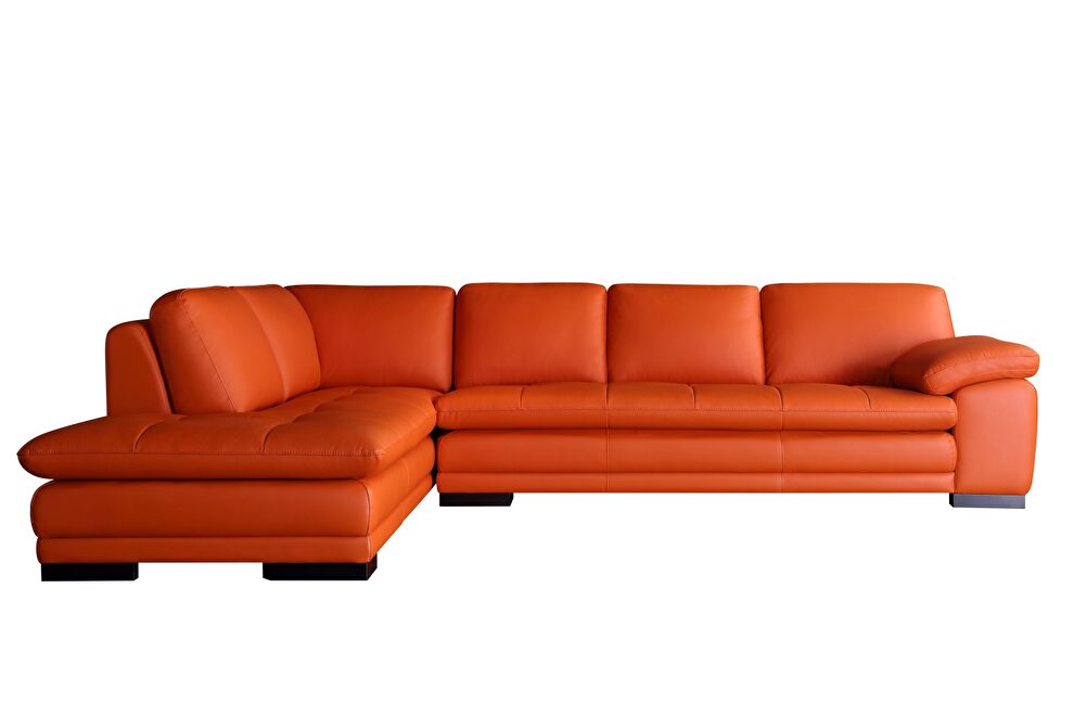 Ml157 Orange Lf Sectional Sofa, Orange Leather Sectional Sofa
