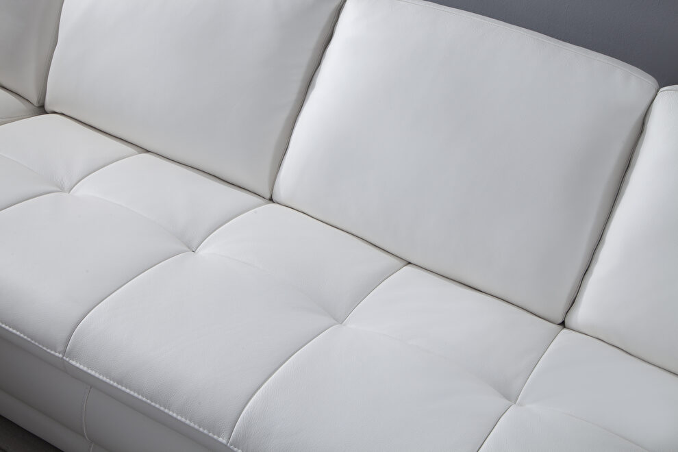 Left-facing white leather low-profile contemporary sectional by Beverly Hills additional picture 2