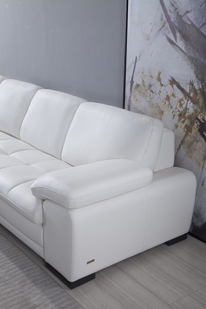 Left-facing white leather low-profile contemporary sectional by Beverly Hills additional picture 8