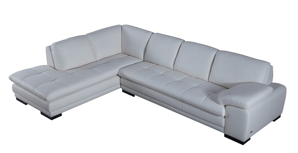 Left-facing white leather low-profile contemporary sectional by Beverly Hills additional picture 10