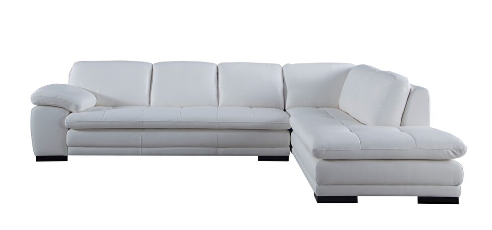 Right-facing white leather low-profile modern sectional by Beverly Hills additional picture 3