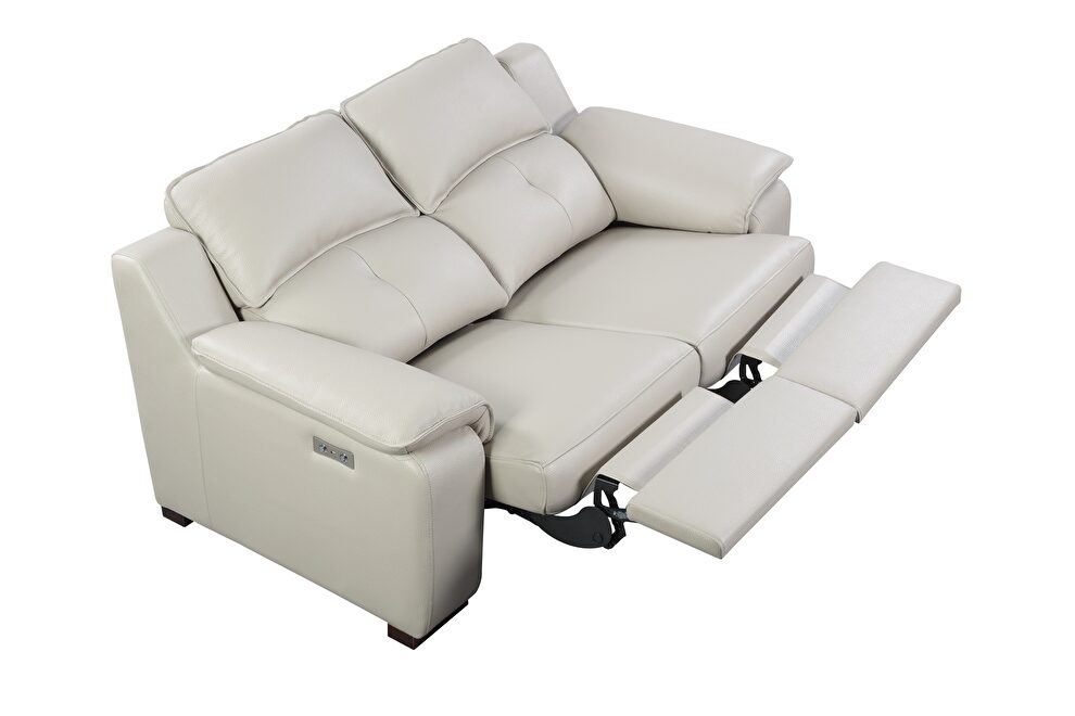 Thick taupe leather oversized recliner sofa w/ 2 recliners by Beverly Hills additional picture 3
