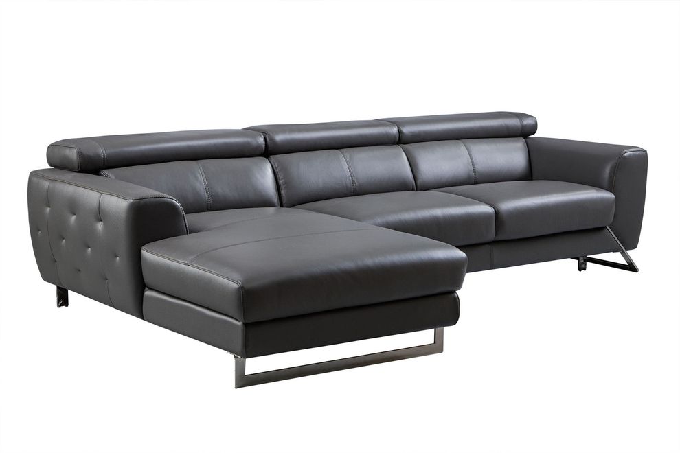 Motion headrests left-facing gray leather sectional sofa by Beverly Hills additional picture 2