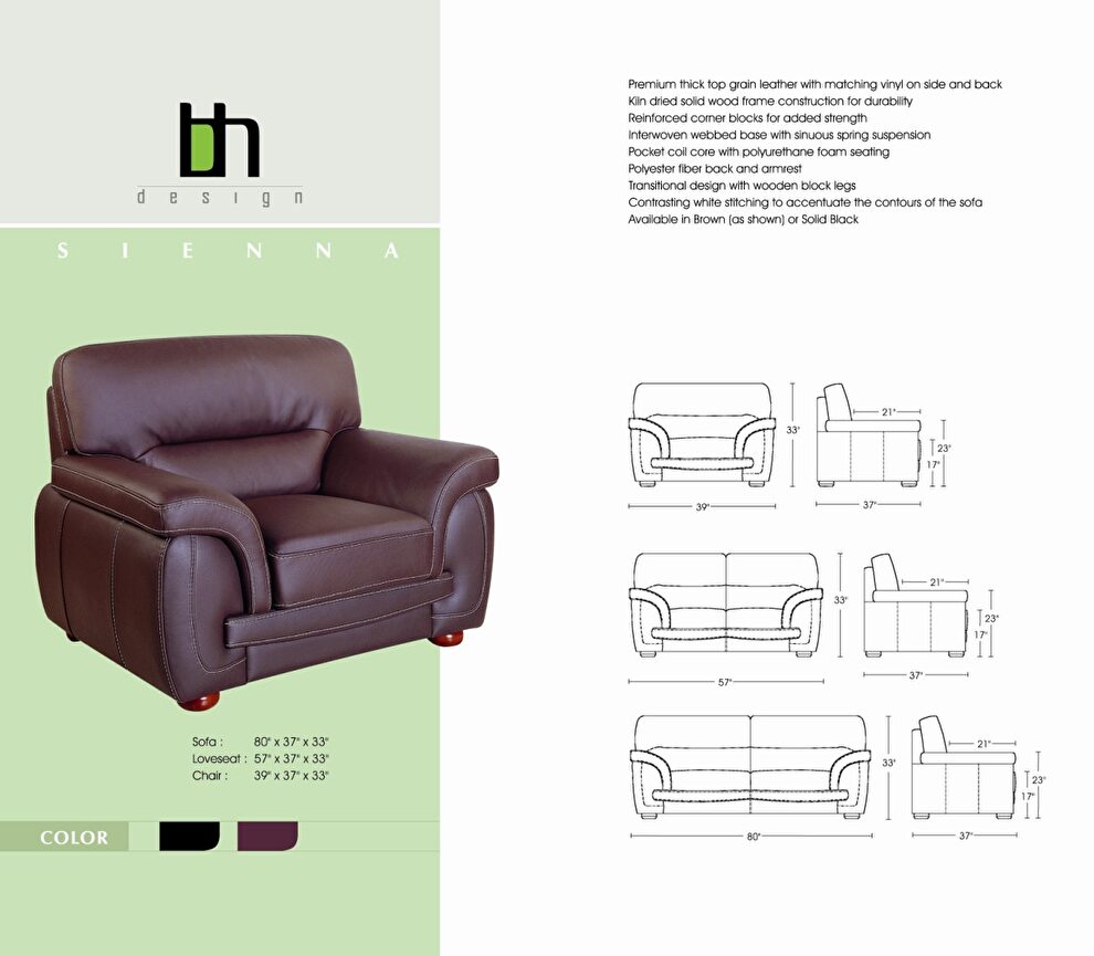 Black casual style leather chair by Beverly Hills additional picture 2