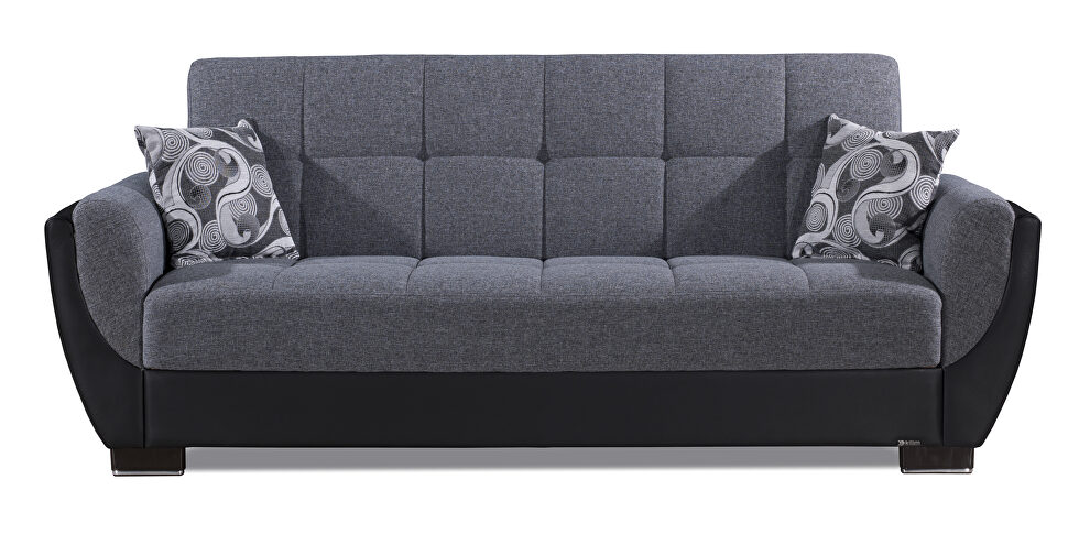 Gray fabric on black pu sleeper sofa w/ storage by Casamode additional picture 2