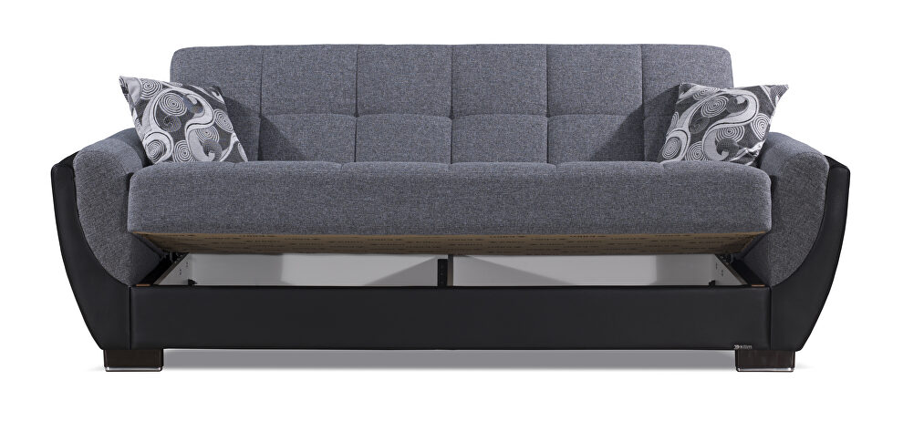 Gray fabric on black pu sleeper sofa w/ storage by Casamode additional picture 3