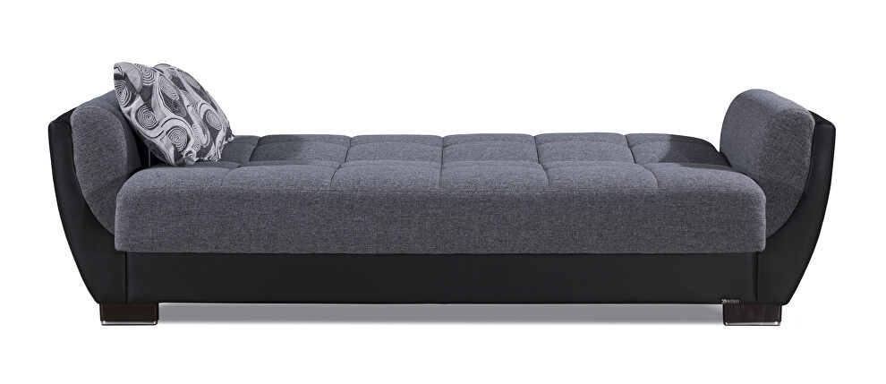 Gray fabric on black pu sleeper sofa w/ storage by Casamode additional picture 4