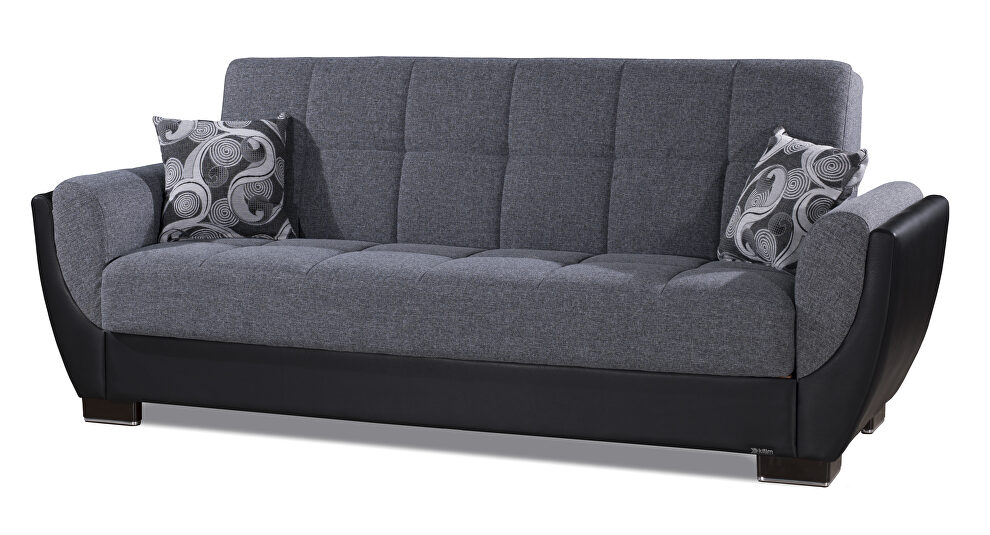 Gray fabric on black pu sleeper sofa w/ storage by Casamode additional picture 7