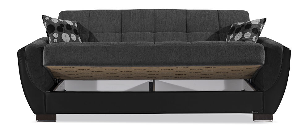Asphalt fabric on black pu sleeper sofa w/ storage by Casamode additional picture 3