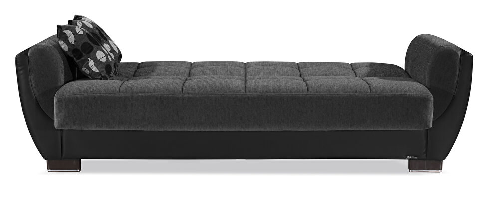 Asphalt fabric on black pu sleeper sofa w/ storage by Casamode additional picture 4