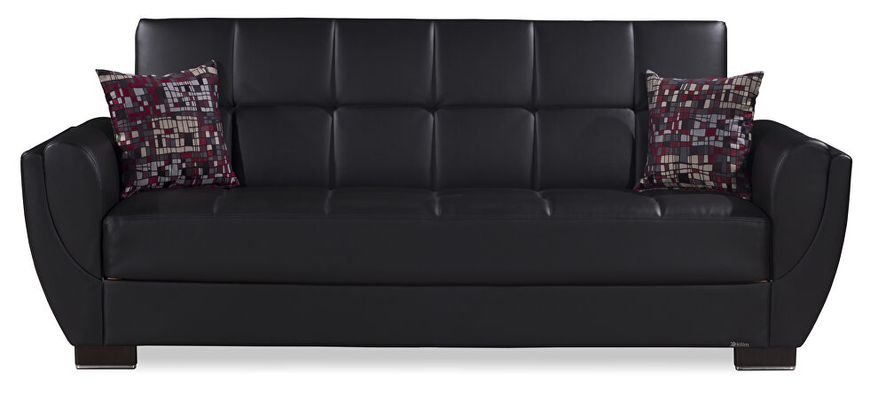 Black pu leatherette sleeper sofa w/ storage by Casamode additional picture 2