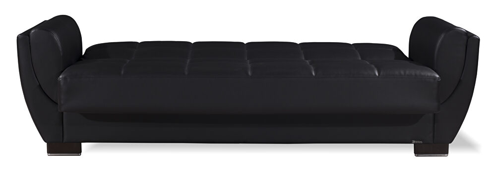Black pu leatherette sleeper sofa w/ storage by Casamode additional picture 4