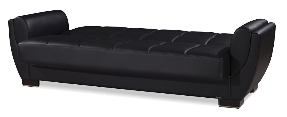 Black pu leatherette sleeper sofa w/ storage by Casamode additional picture 5