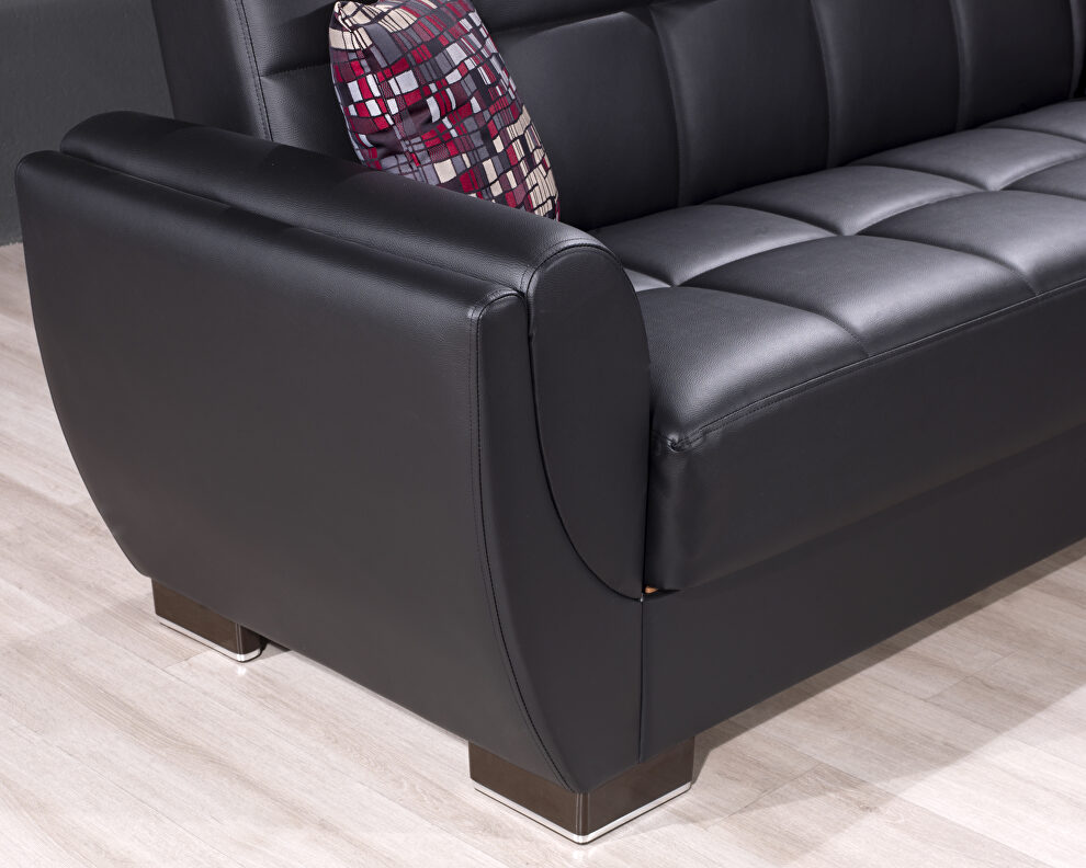 Black pu leatherette sleeper sofa w/ storage by Casamode additional picture 8